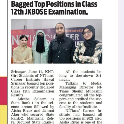 Nitians Career Institute Bags Top 10 Positions